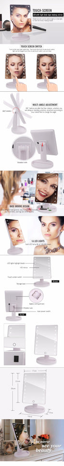 LED Touch Screen Makeup Mirror